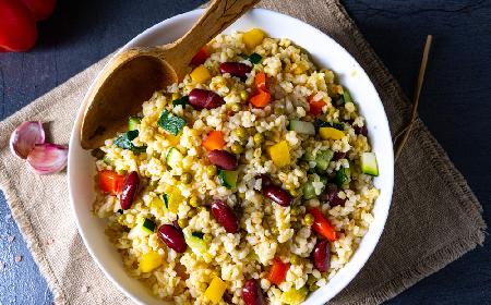 Kasza bulgur z fasolą na ostro - znakomity przepis na lunch